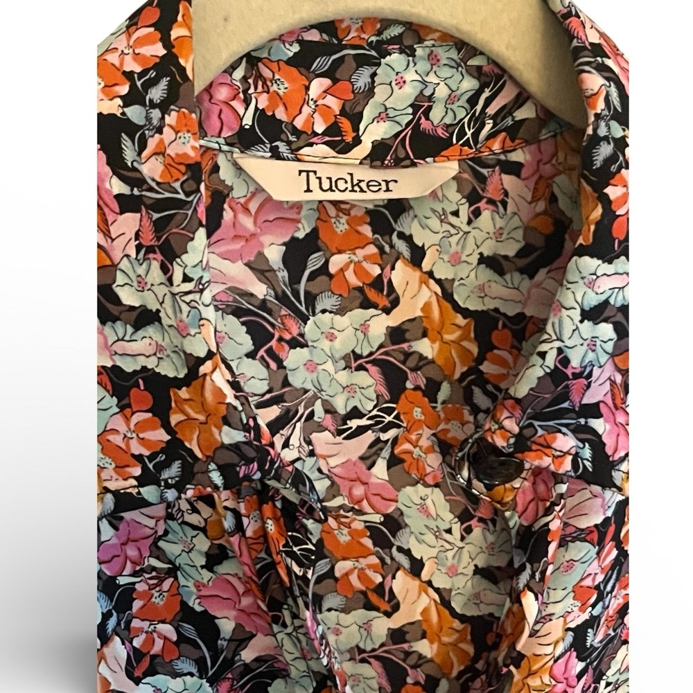 Tucker Silk Floral Long Sleeve Button Front Dress